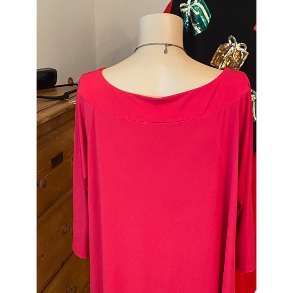 Chicos Red‎ Boat Neck 3/4 Sleeve Flowy Top Shirt Women's Size 2 - Picture 9 of 12